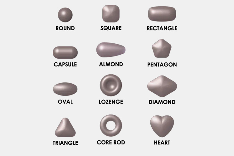 Common Sizes and Shapes of Chewable Tablets